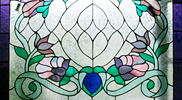 Flowery Stained Glass Window Panel