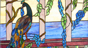 Stained Glass Peacock Window Panel