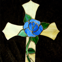 stained glass rose cross